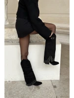 Kozačky S Otočeným Svrškem Na Podpatku Černé Iveliri