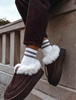 Dámské sněhule s kožíškem na platformě čokoládové Rosmira