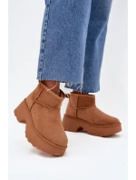 Dámské nízké sněhule Mavelle s kožíškem – camel