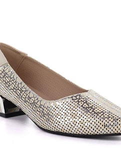 Dámská kožená prolamovaná obuv béžová Vinceza 99201