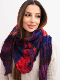 Dámský vlněný šátek měkký a teplý v barevných pruzích KN19 červený