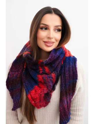 Dámský vlněný šátek měkký a teplý v barevných pruzích KN19 červený