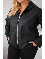 Dámská bunda Plus Size s kapucí a nastavitelným spodním lemem černá