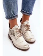 Zazoo 2878 Nízké Kozačky Kožené Dámské Stříbrné