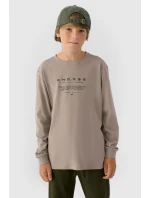 Tričko S Dlouhým Rukávem Pro Chlapce S Potiskem Regular 4F 4FJWAW24TLONM294-26S Šedé