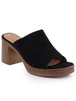 Dámské semišové žabky na jehlách černé Potocki 54309