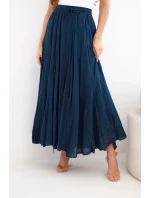 Dámská maxi bavlněná sukně s gumou v pase jeansová