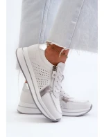 Dámské kožené tenisky na platformě bílé ligustr