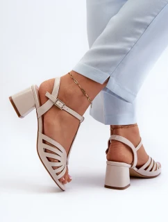 Lakýrované dámské sandály na podpatku Sergio Leone SK880 Béžové