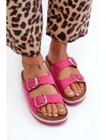 Dámské žabky na platformě s přezkami z ekokoženky fuksiové Ursila