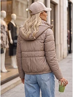 Dámská prošívaná bunda s kapucí, béžová, FashionStreet TY5858 Dámská prošívaná bunda s kapucí, béžová, FashionStreet TY5858