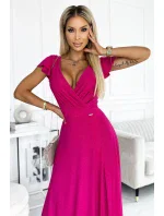 411-5 CRYSTAL třpytivé dlouhé šaty s výstřihem - FUSSION