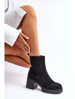 Eko semišové dámské boty na podpatku zateplené černé Meriluna Eko semišové dámské boty na podpatku zateplené černé Meriluna