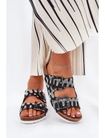 Dámské Pantofle S Přezkami A Leskem Černé S.Barski RB51-006