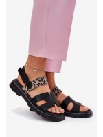 Kožené Dámské Sandály Na Plochém Podpatku Panterka Vinceza 66780 Černé