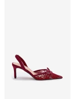 Krajkové Lodičky S Odkrytou Patou Bordové Annivirae