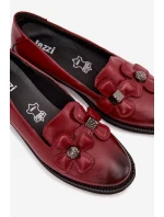 Dámské polobotky na plochém podpatku s ozdobnými květinami Bordó Tavillette