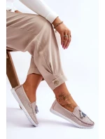 Dámské prolamované kožené mokasíny Světle růžové Lanzarot