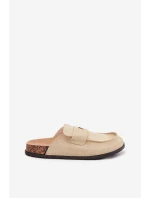 Dámské pantofle na korkové platformě – béžové Nivalia