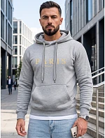 Pánská mikina s kapucí a potiskem PARIS, světle šedá, FashionStreet NX5147BX