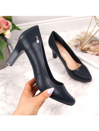 Sergio Leone tmavě modré lodičky na jehlovém podpatku