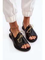 Kožené ploché sandály Zazoo 2898 černé