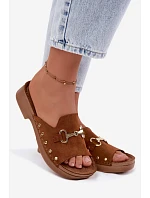 Semišové dámské pantofle Inblu TF0002KU Camel
