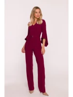 S416 Kombinéza s volánkovými rukávy - bordó