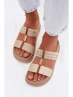 Dámské nazouváky na platformě ZX6092-2 226369 béžové - Sweet Shoes