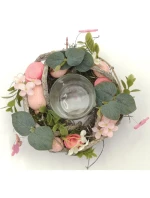 DEKORATIVNÍ SVÍCEN RŮŽOVÝ 16CM NA ČAJOVOU SVÍČKU