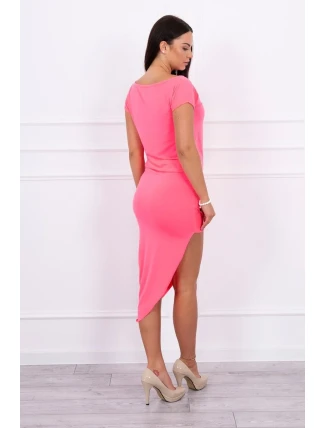 Asymetrické šaty růžové neonové
