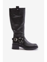 Zazoo 70141 Kožené Dámské Kolenovky Černé