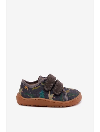 Dětské barefoot pantofle Dinozaury Froddo Canvas G1700440-31 šedé Dětské barefoot pantofle Dinozaury Froddo Canvas G1700440-31 šedé