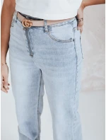 Dámské džíny s vysokým pasem a širokými nohavicemi světle modré FashionStreet UY2786 Dámské džíny s vysokým pasem a širokými nohavicemi světle modré FashionStreet UY2786