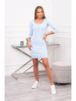 Šaty s výstřihem na knoflíky modré Šaty s výstřihem na knoflíky modré