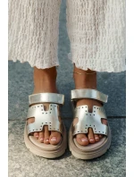 Dámské Pantofle Z Přírodní Kůže Na Platformě Zazoo 40440 Zlaté