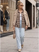 Dámská kostkovaná košile s bavlnou, hnědá, FashionStreet DY0494