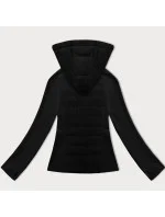 Černá dámská prošívaná bunda z různých spojených materiálů J Style (16M9226-392)