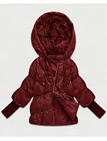 Dámská bunda s pletenými manžetami, oversize, vínová (B6078-27) Dámská bunda s pletenými manžetami, oversize, vínová (B6078-27)
