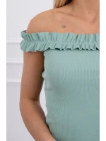 Španělská halenka s volánky tmavě mátová