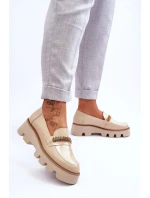 Módní mokasíny na platformě s ozdobou Laura Messi 2600 béžová