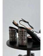 Sandály na podpatku s krystaly D&A MR52-237 Černé