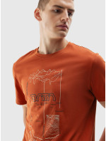 Pánské bavlněné tričko 4FAW23TTSHM0872-81S tmavě hnědé - 4F