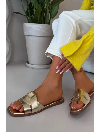 Dámské ploché pantofle s zlatými pásky Marissae