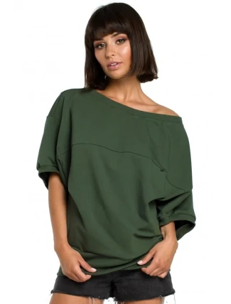 B079 Halenka nadměrné velikosti se zavinovacími detaily - vojenská zelená