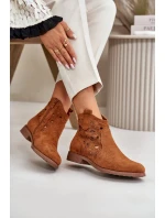 Dámské Kotníkové Boty Ažurové Na Zip Camel S.Barski Dámské Kotníkové Boty Ažurové Na Zip Camel S.Barski