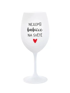 Pitím vína se zdokonaluji - bílá  sklenice na víno 350 ml