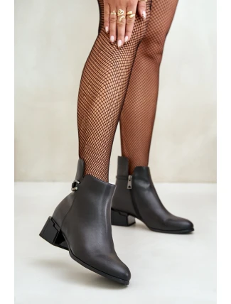 Zateplené dámské boty na podpatku se zipem černé Vinceza 66724