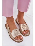 Dámské sandály na plochém podpatku s ozdobou S.Barski KV51-002 zlaté