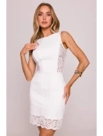 M864 Mini šaty s krajkovými panely - ecru
